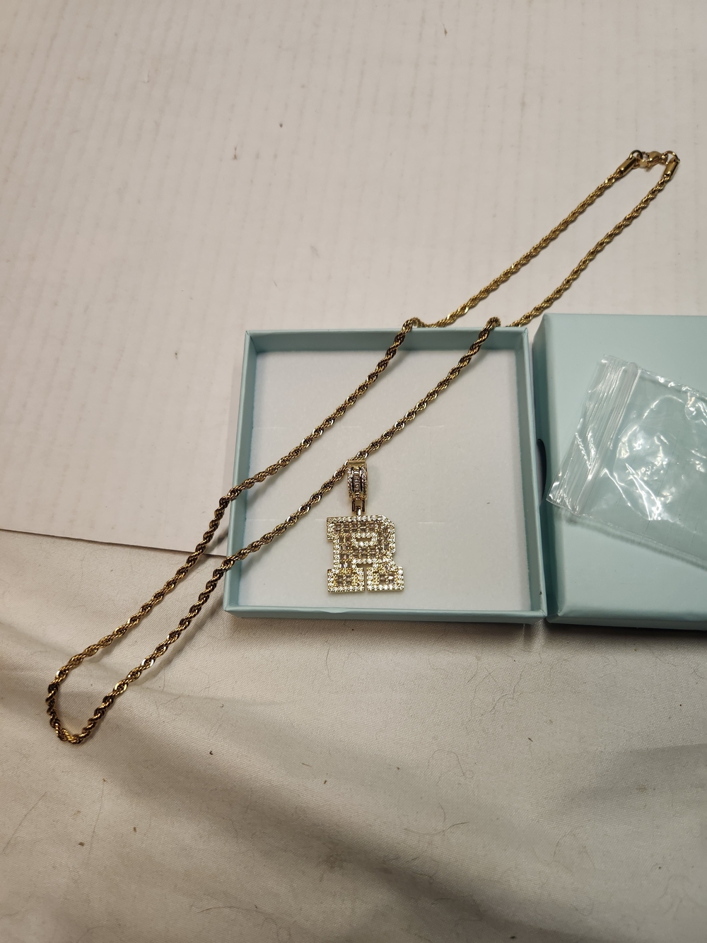 Gold Crystal Initial 'R' Pendant Necklace - Women Jewelry